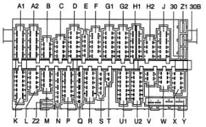 Volkswagen Corrado - connections and plugs on fuse/relay panel