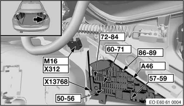 BMW 5-Series - fuse box diagram - rear