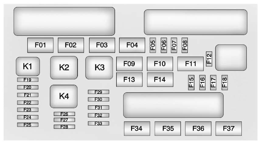 Cadillac XTR - fuse box - rear compartment