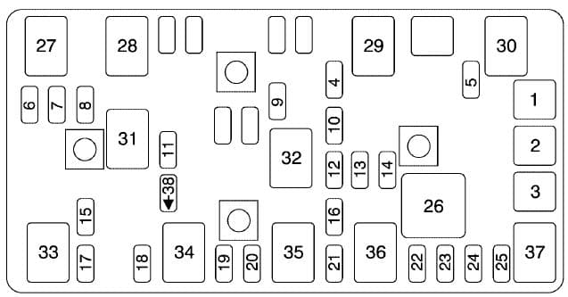 Chevrolet Malibu mk6 - fuse box - rear compartment