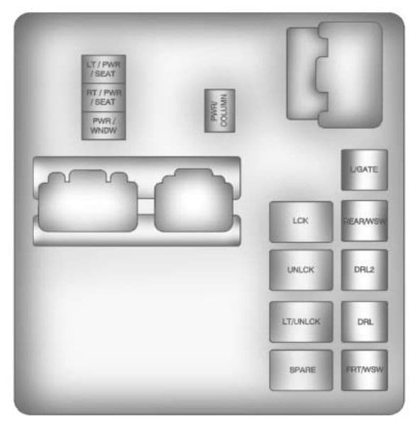 Chevrolet Traverse - fuse box diagram - instrument panel (relay side)