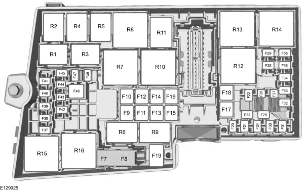 Ford Focus mk3 (2015) - fuse box - engine bay (USA version)