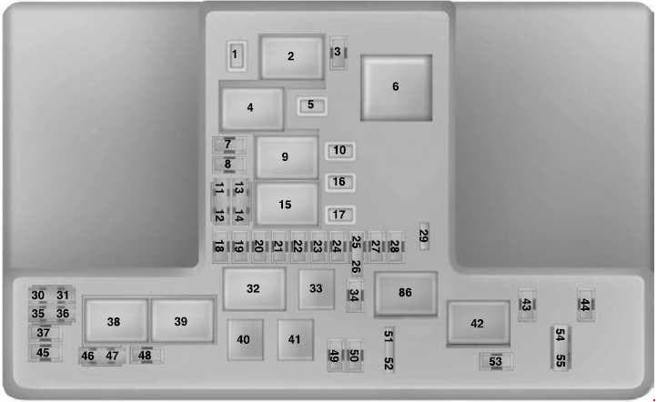 Ford Ranger - fuse box diagram - engine compartment fuse box (type 2)