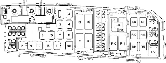 Ford Transit Conect - fuse box diagram - engine compartment