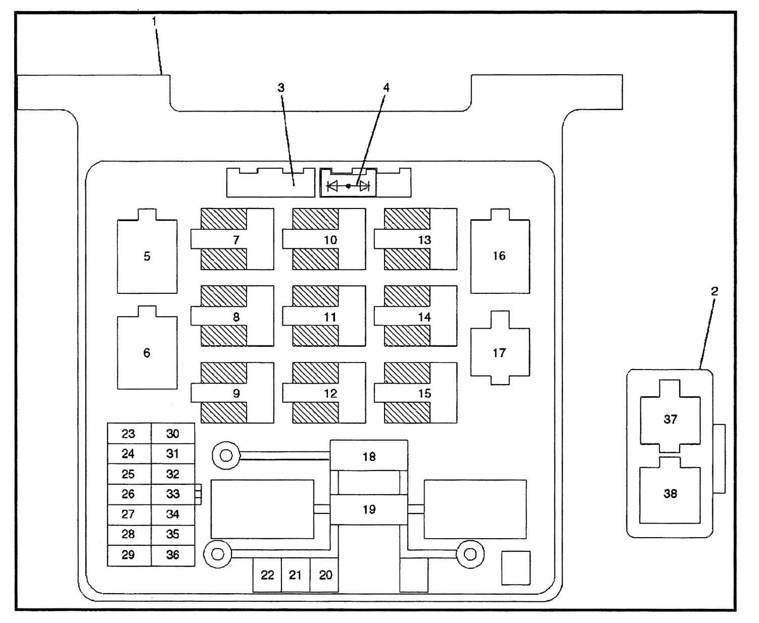 Isuzu Rodeo - fuse box diagram - engine compartment