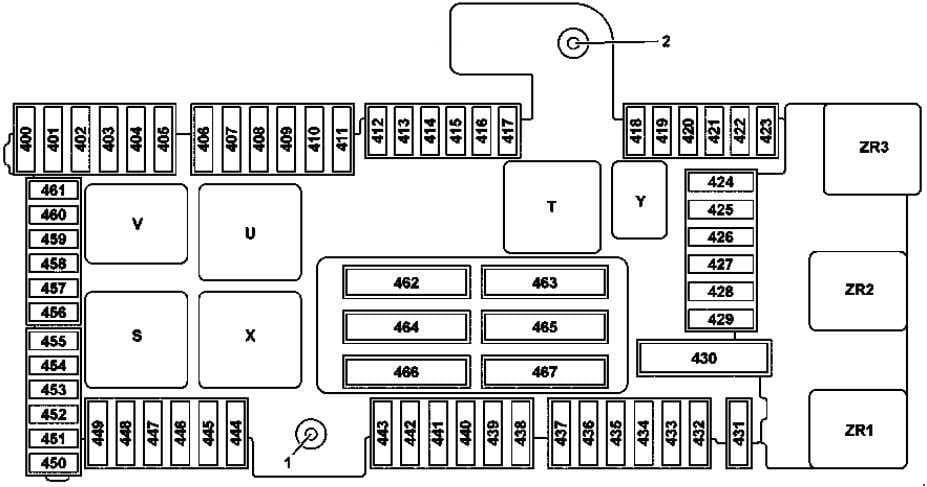 Mercedes Benz C-Class w205 - fuse box diagram - trunk (variant 2)