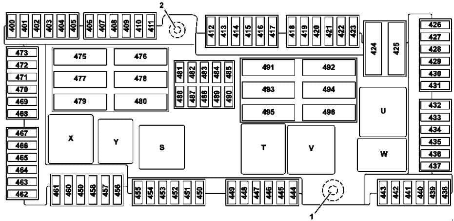 Mercedes-Benz S-Class (w222) - fuse box diagram - relay box (rear)