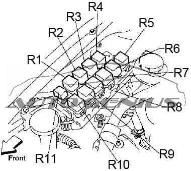 Nissan Altima - fuse box diagram - enigine compartment relay box