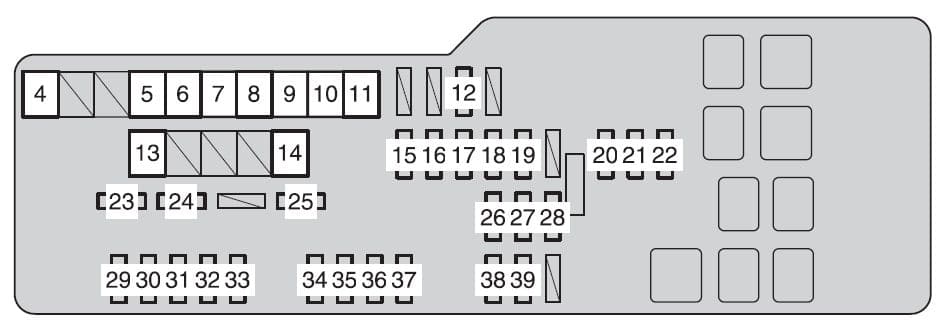 Toyota Camry - fuse box - engine compartment (fuse block - engine 2GR-FE)