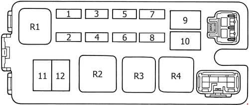 Toyota 4Runner - fuse box diagram - engine compartment fuse box (version 2)