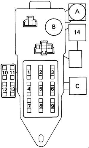 Toyota Hilux - fuse box diagram - passenger compartment fuse box