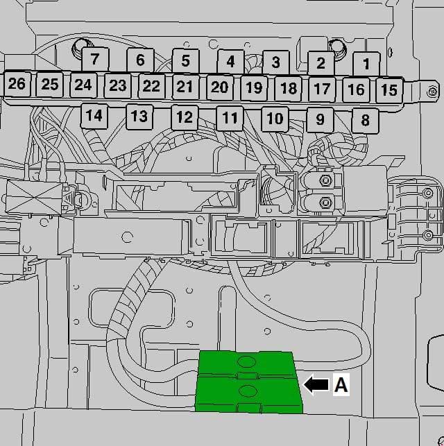 Volkswagen Crafter - fuse box diagram-Single fuses under driver seat (fuses for special vehicles after May 2013)